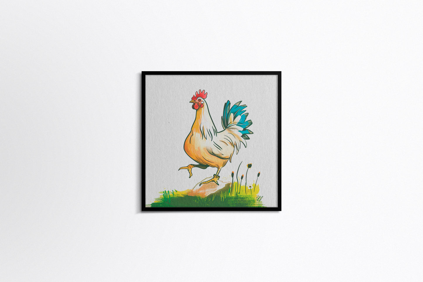 Print Animal Rooster Illustration 36x36cm