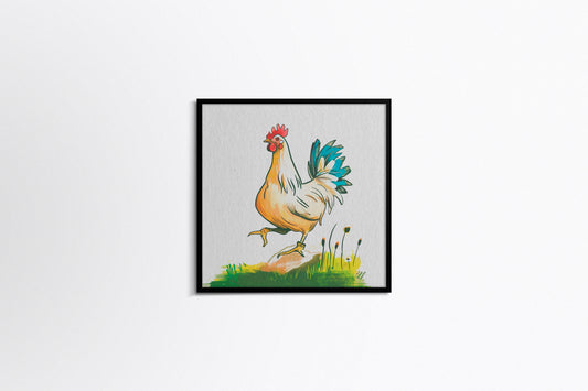 Print Animal Rooster Illustration 36x36cm