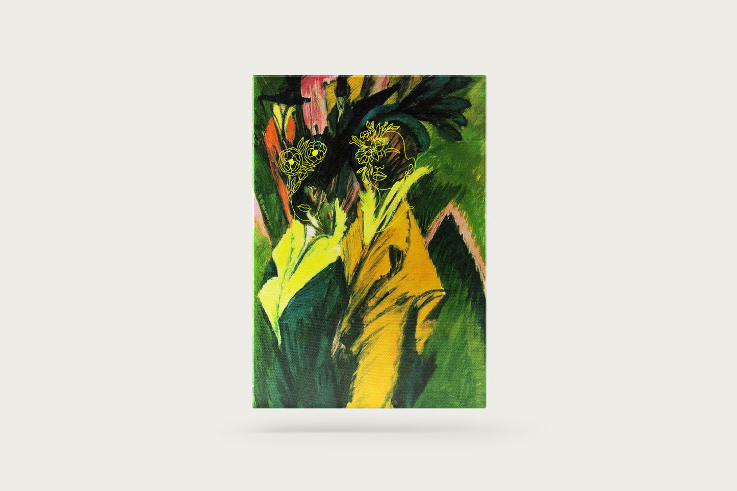 Print Asian Women Green Background Paint 25x33cm