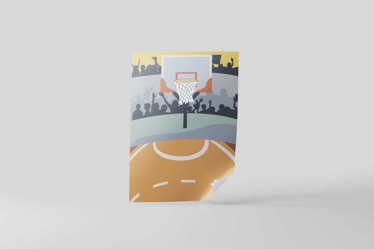 Print Sports Basketball Goal People Illustration 75x112cm