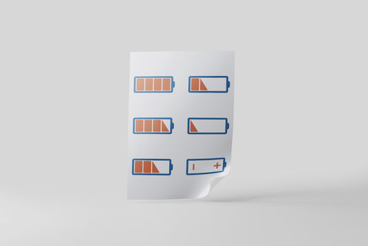 Print Technology Battery Levels Blue Grey Illustration 60x90cm