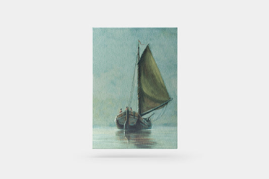 Print Boat Turquoise Sea Vintage Paint 21x28cm