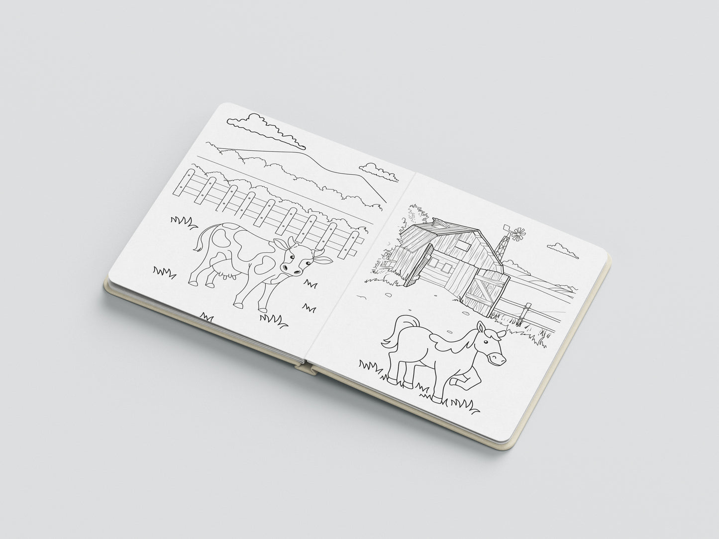 Print Book Animales De Granja Coloring Book 64x27.5cm