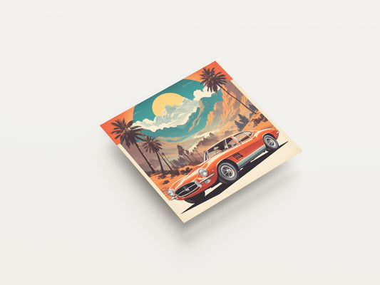Print Sports Car Red Retro Illustration 36x36cm