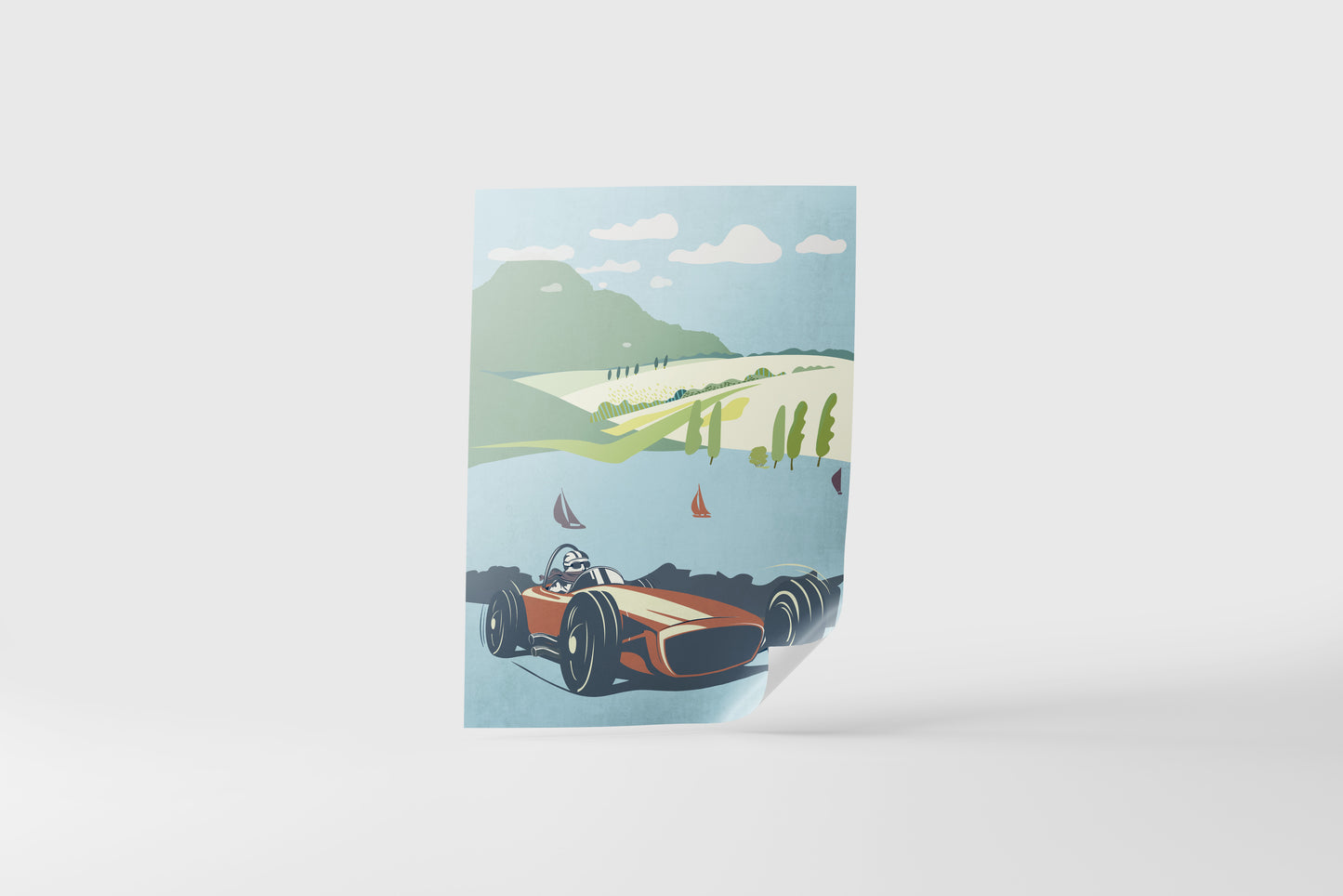 Print Sports Car Cartoon Illustration 60x90cm