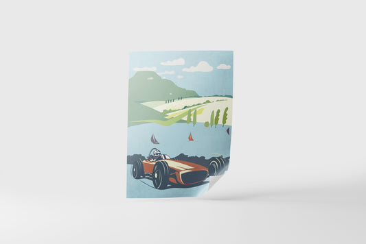Print Sports Car Cartoon Illustration 60x90cm