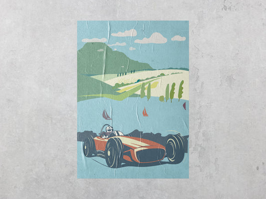 Print Sports Car Cartoon Illustration 60x90cm