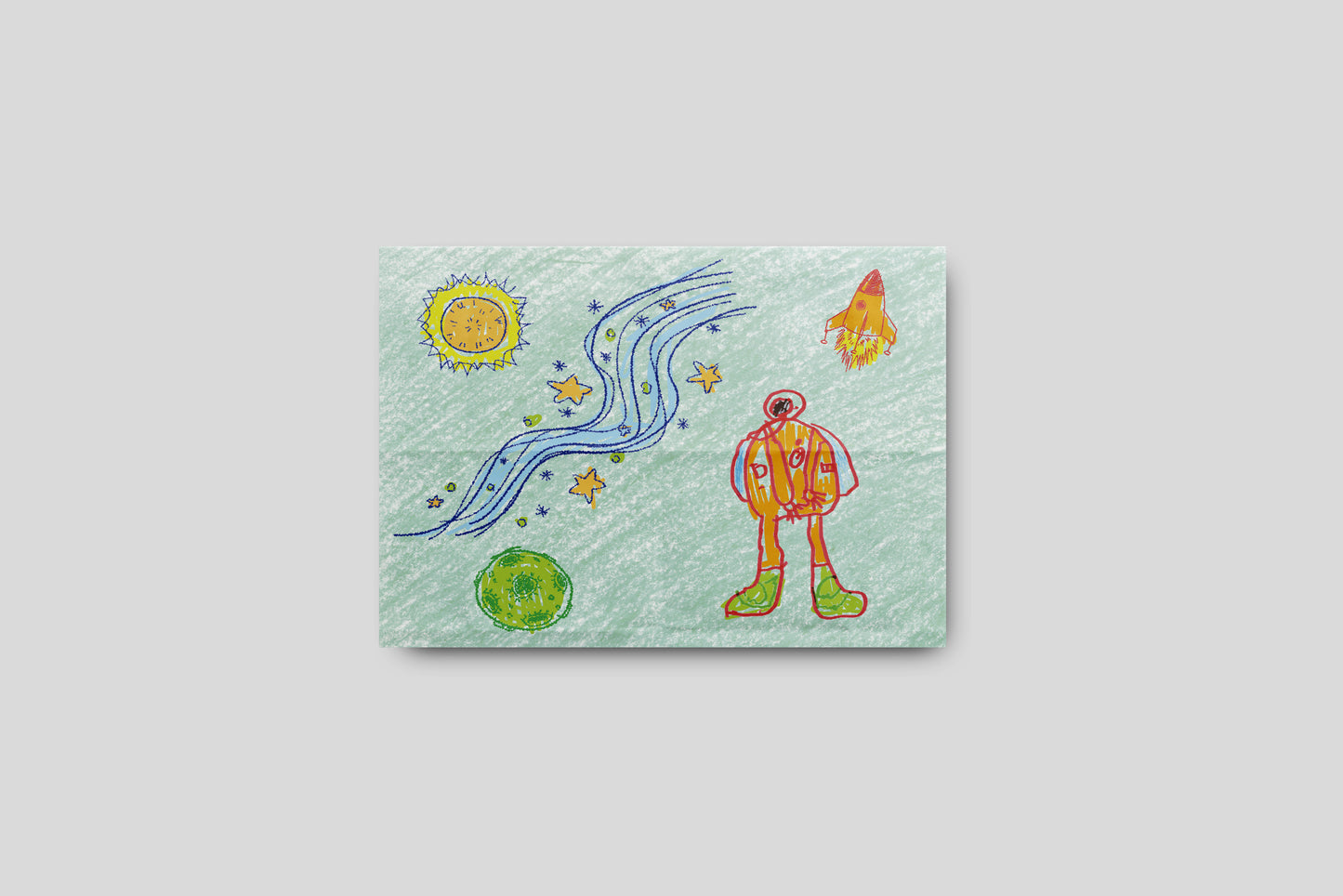 Print Child's Drawing Astronaut & Stars Illustration 28x21.5cm