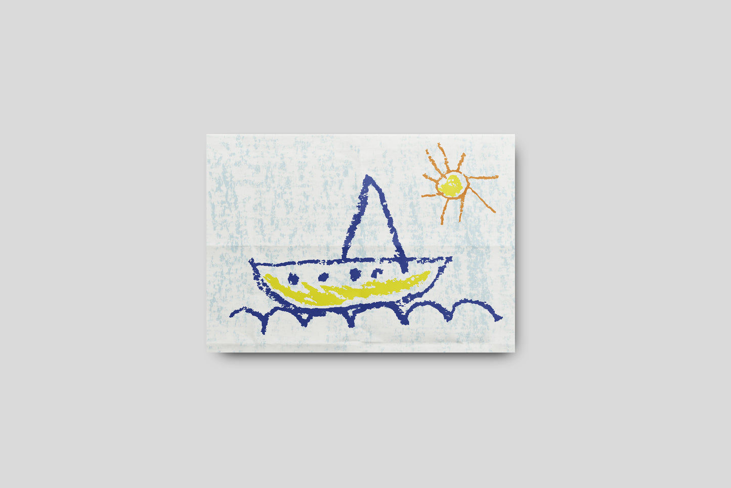 Print Child's Drawing Blue Boat Illustration 28x21.5cm