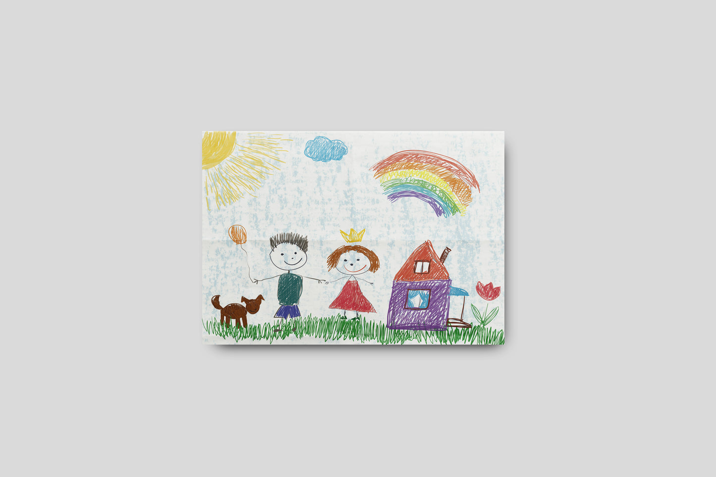 Print Child's Drawing Boy & Girl Smiling Illustration 28x21.5cm