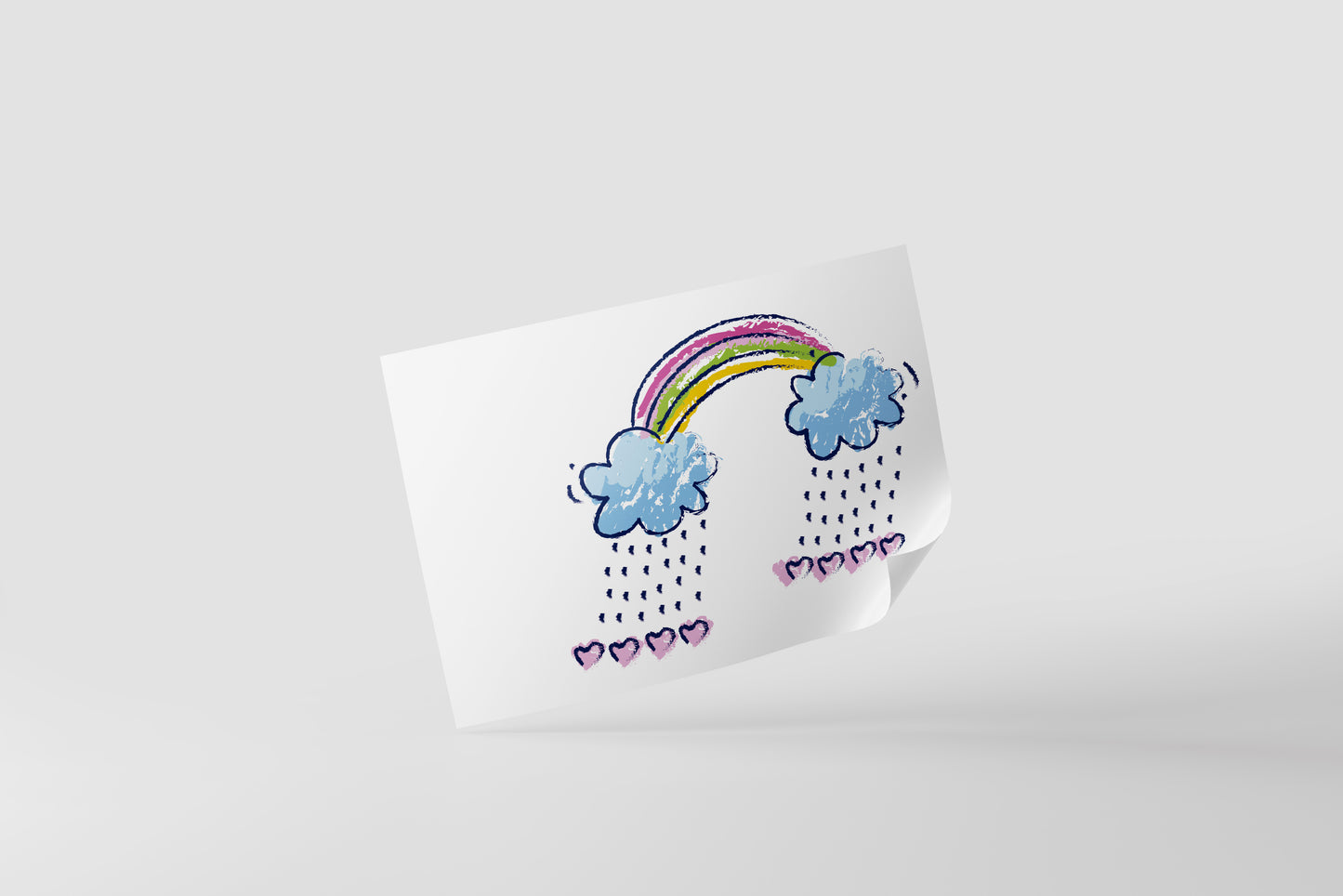 Print Child's Drawing Rainbow Hearts Illustration 28x21.5cm