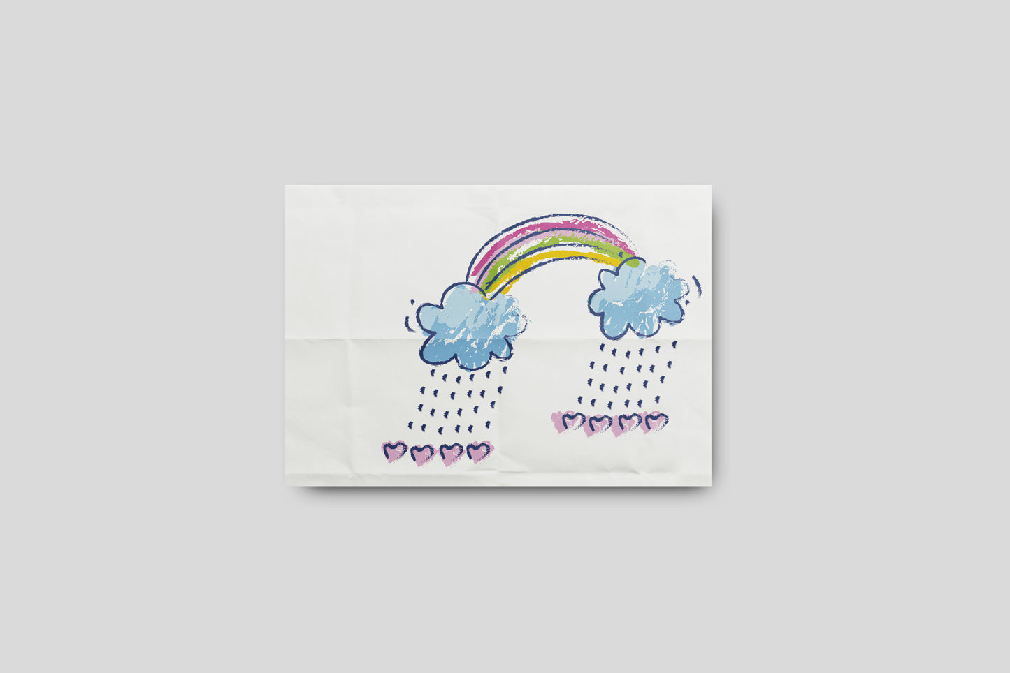 Print Child's Drawing Rainbow Hearts Illustration 28x21.5cm
