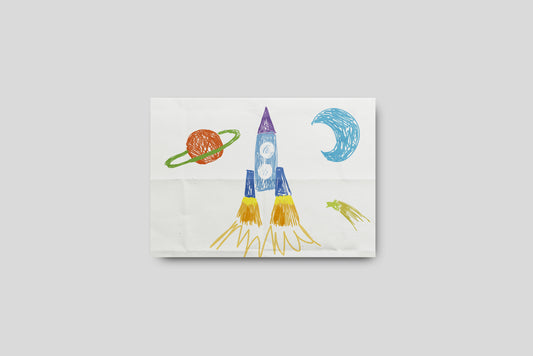 Print Child's Drawing Rocket Illustration 28x21.5cm