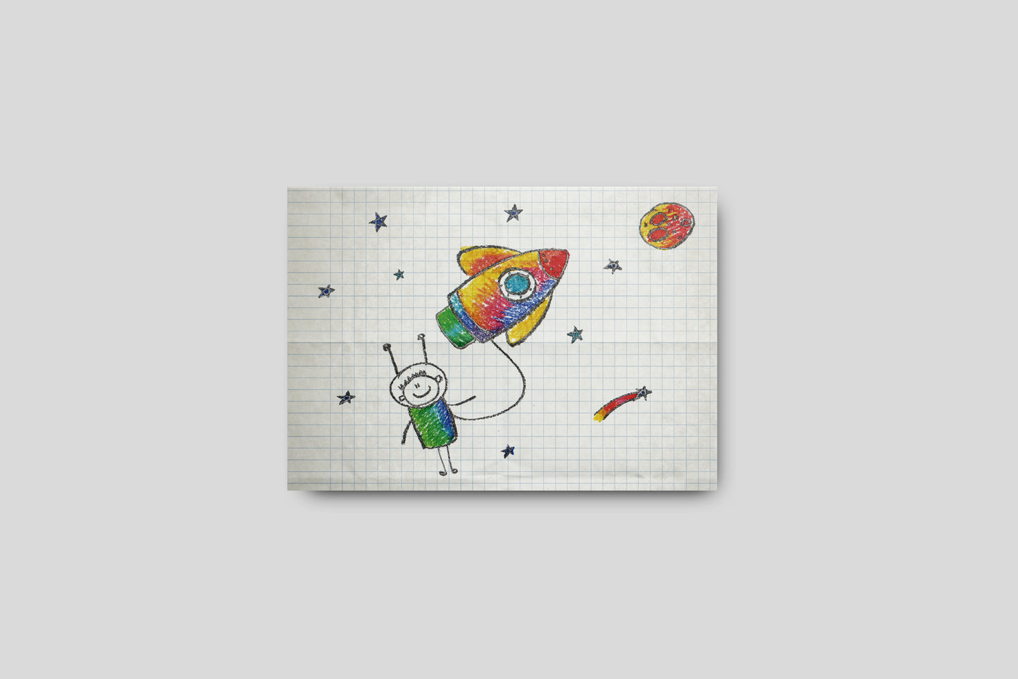 Print Child's Drawing Rocket Boy Illustration 28x21.5cm