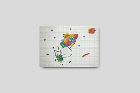 Print Child's Drawing Rocket Boy Illustration 28x21.5cm