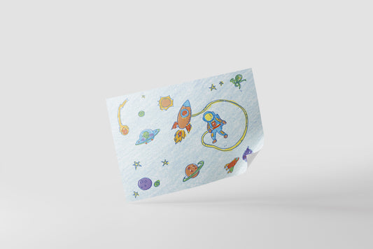 Print Child's Drawing Space Astronaut Illustration 28x21.5cm