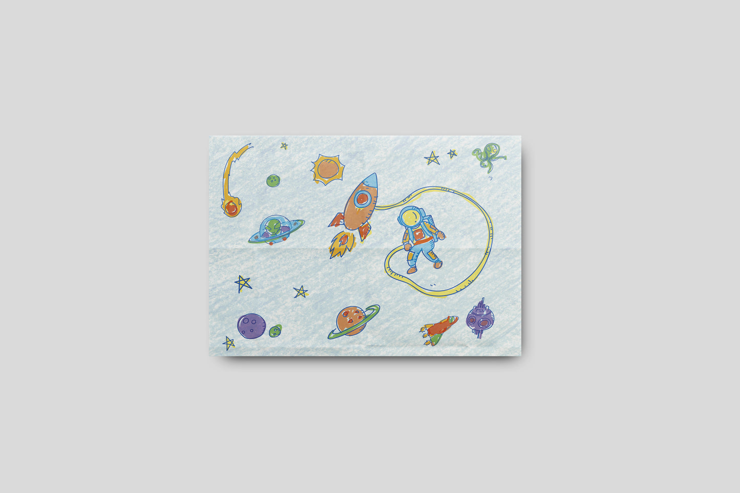 Print Child's Drawing Space Astronaut Illustration 28x21.5cm