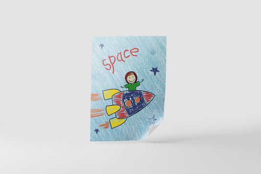 Print Child's Drawing Space kid Illustration 21.5x28cm