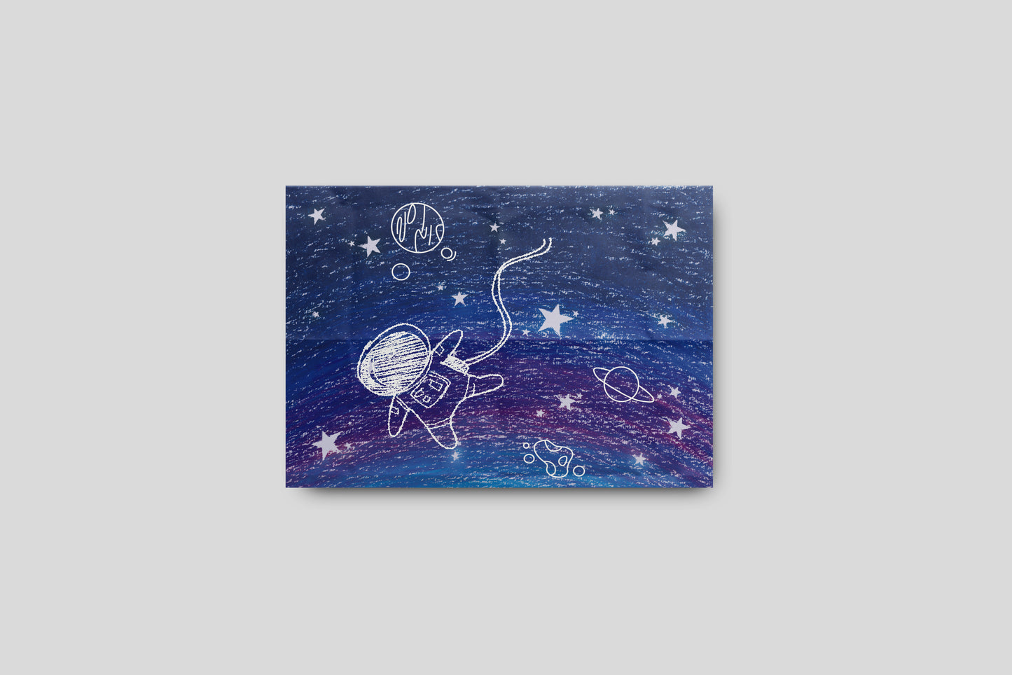 Print Child's Drawing Spaceman Illustration 28x21.5cm