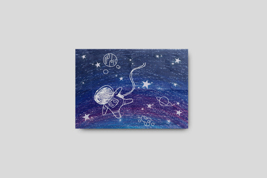 Print Child's Drawing Spaceman Illustration 28x21.5cm