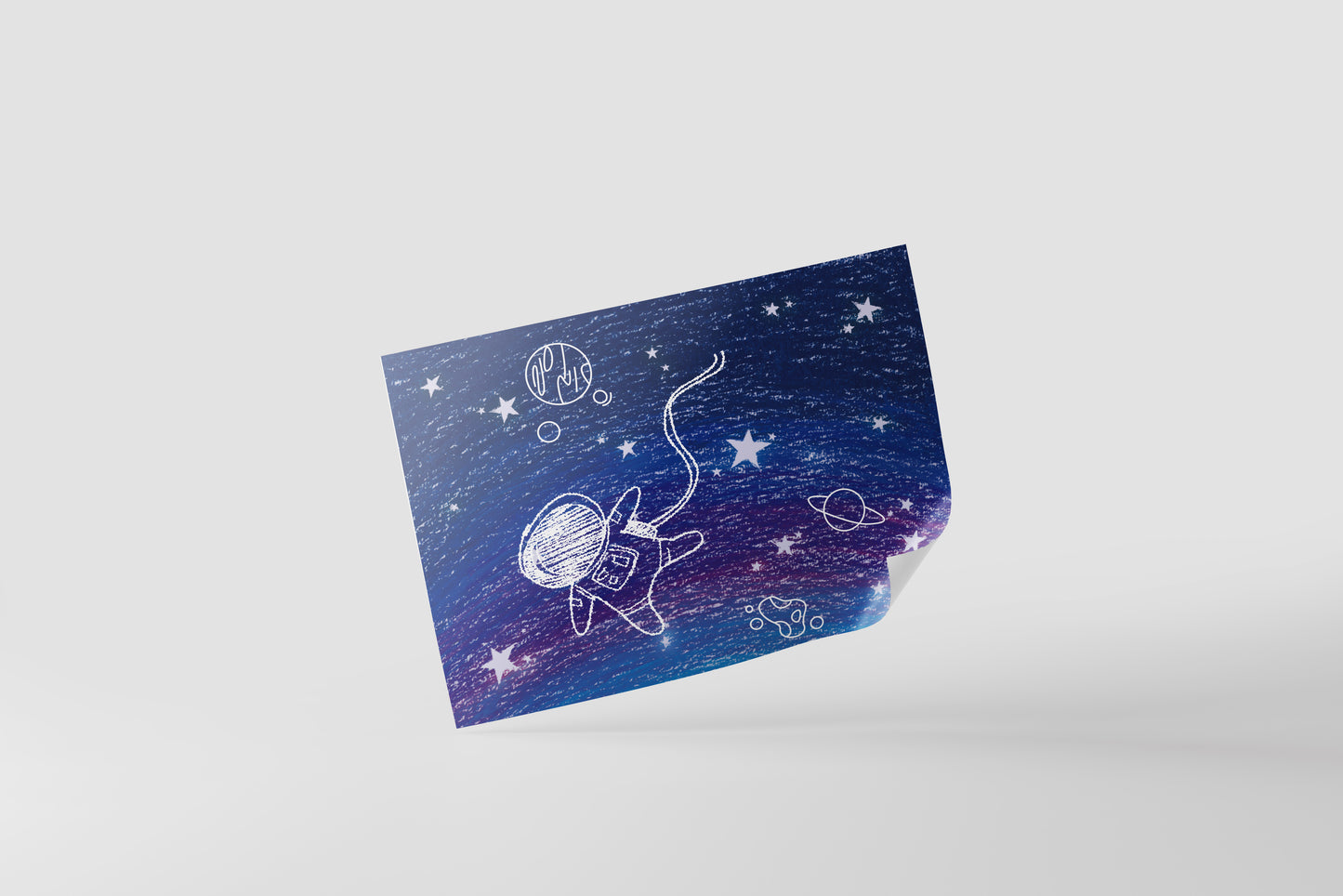 Print Child's Drawing Spaceman Illustration 28x21.5cm