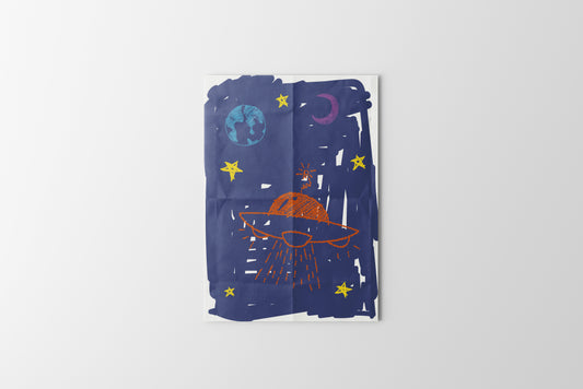 Print Child's Drawing Spaceship Illustration 21.5x28cm