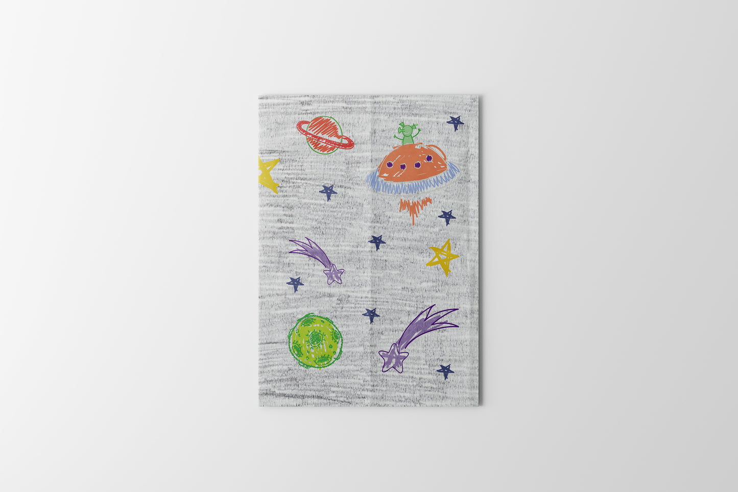 Print Child's Drawing Spaceship Martian Illustration 21.5x28cm