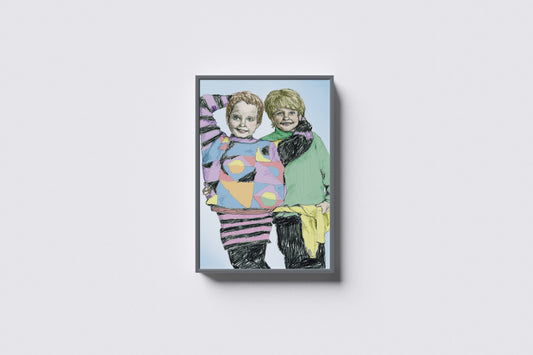 Print Children Smiling Retro 60x90cm
