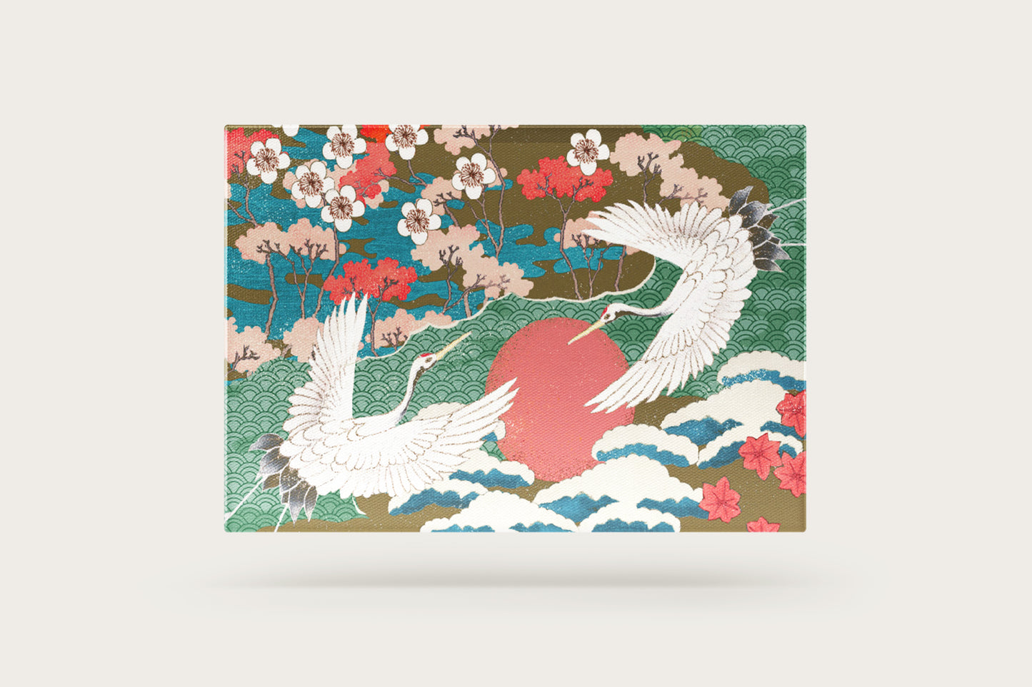Print Chinese Cranes Flying Vintage Illustration 27x18cm