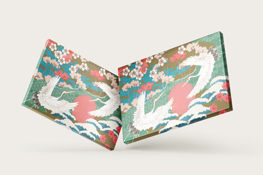 Print Chinese Cranes Flying Vintage Illustration 27x18cm