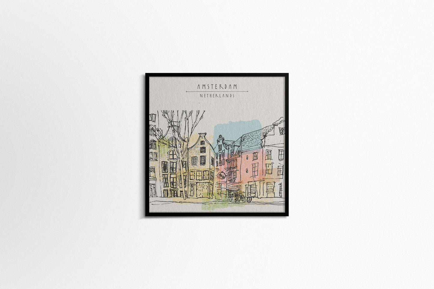 Print City Amsterdam Netherlands Illustration 70.5x72.8cm