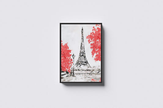 Print City Paris Eiffel Tower Watercolor Illustration 19.9x26cm