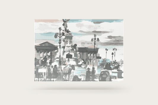 Print City Paris Landscape Watercolor Paint 50x42cm