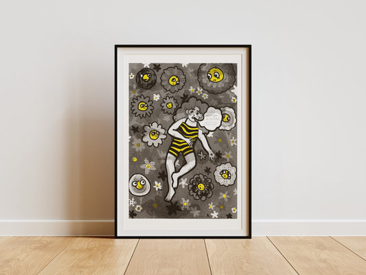 Print Comic Lizzy Yellow 72x96cm
