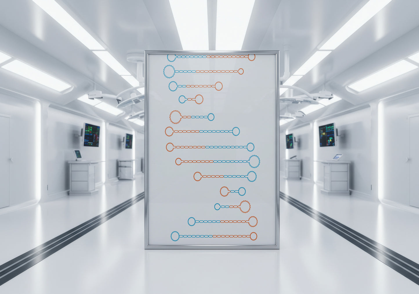 Print Technology DNA Abstract Grey Illustration 60x90cm