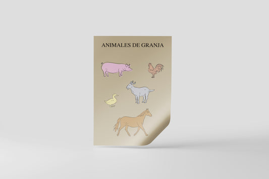 Print School Farm Animals 60x90cm