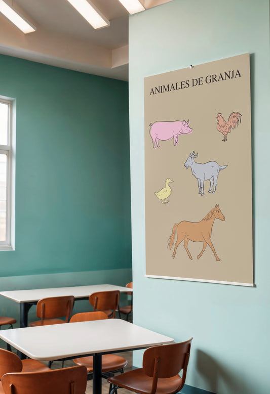 Print School Farm Animals 60x90cm