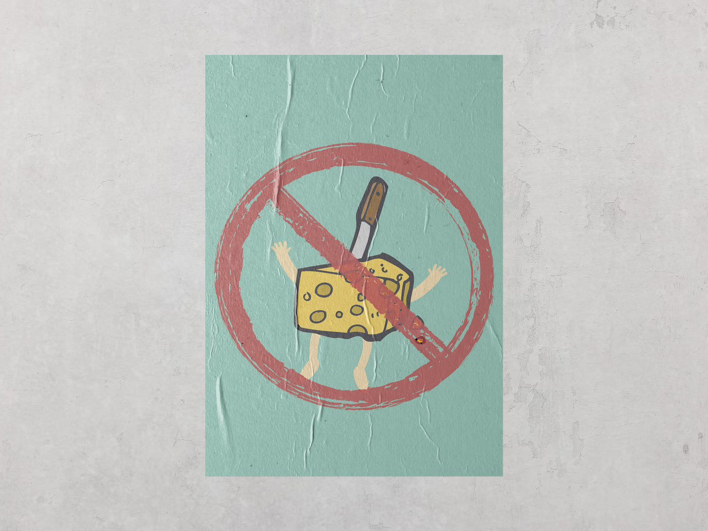 Print Food Cheese Cartoon 62x92cm
