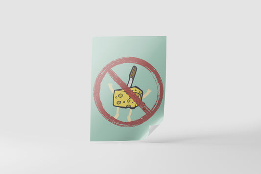 Print Food Cheese Cartoon 62x92cm