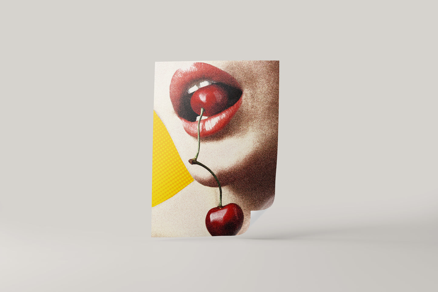 Print Food Cherry Mouth Retro 70x105cm
