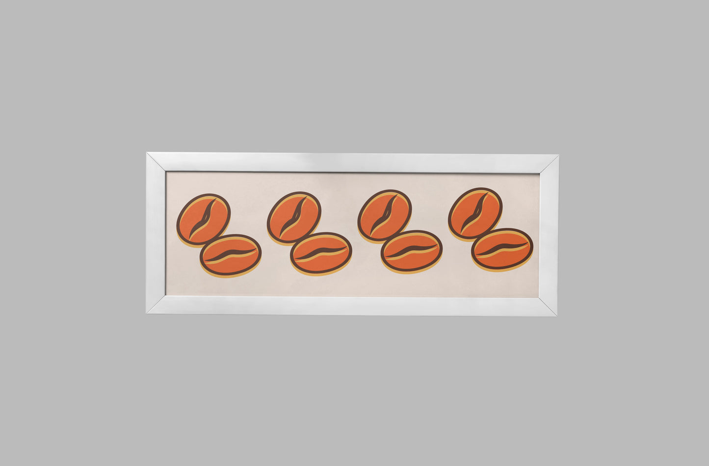 Print Food Coffee Beans Beige Orange Yellow Pop Art 73x39cm