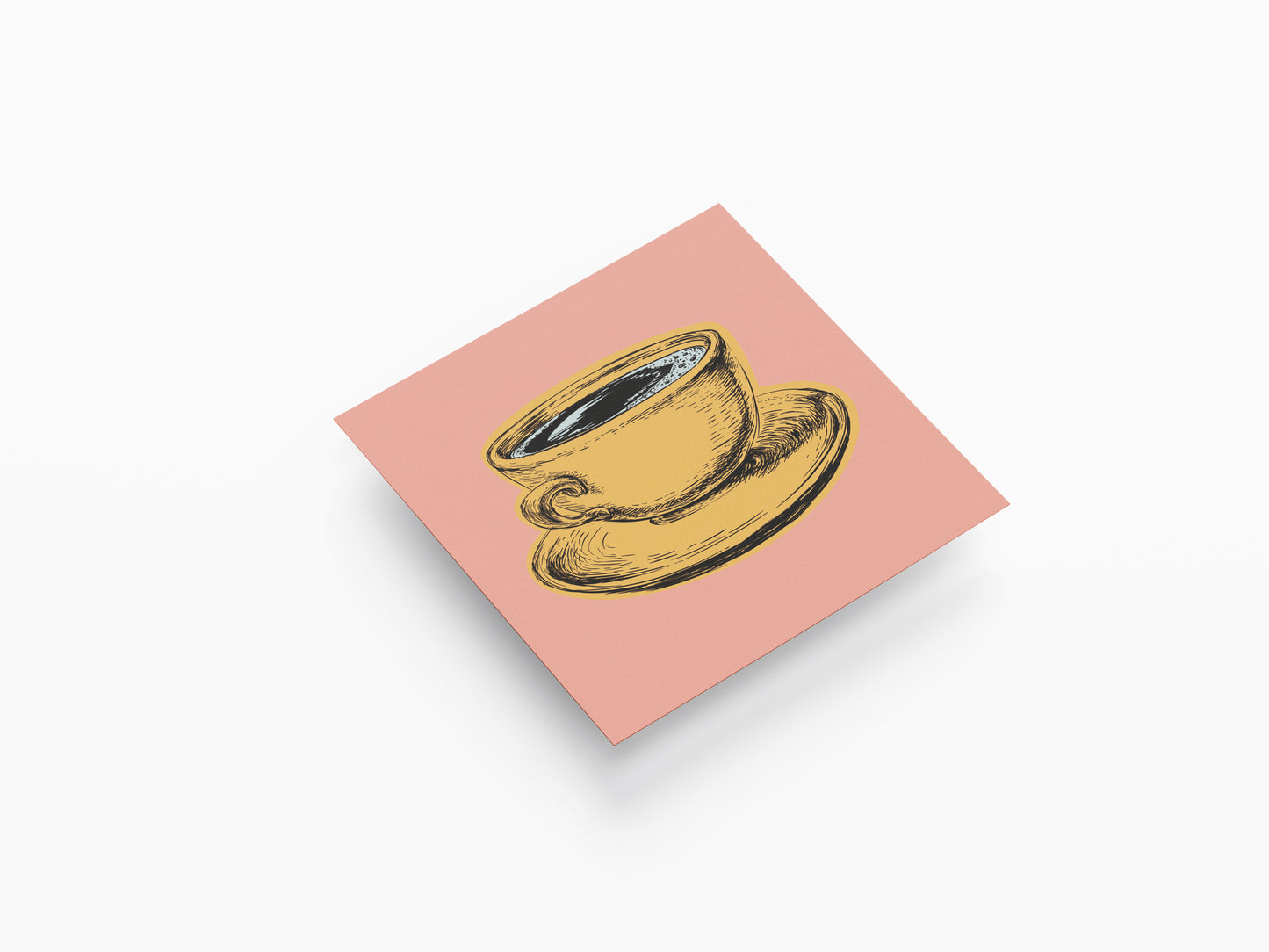 Print Food Cup Of Coffe Pink Yellow Pop Art 28x30cm