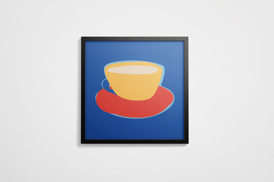 Print Food Cup Of Coffee Blue Pop Art 28x30cm