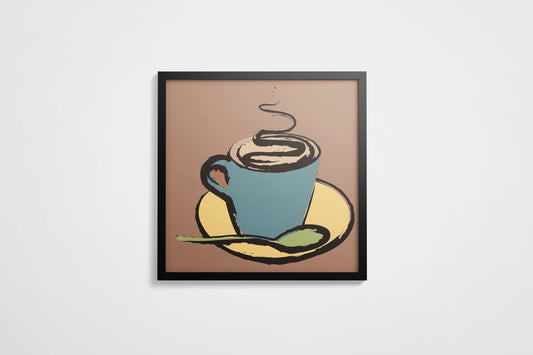 Print Food Cup Of Coffee Brown Pop Art 40x40cm