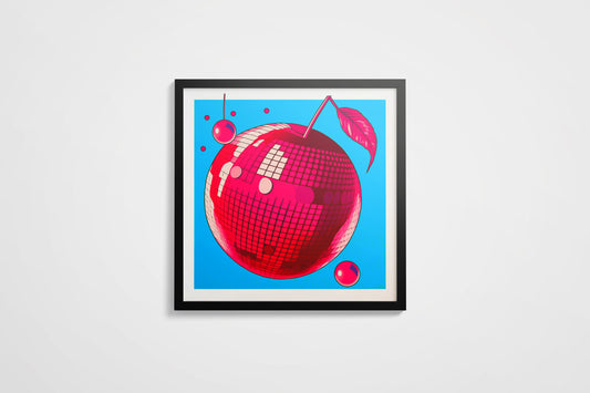 Print Food Fruit Disco Cherry Illustration 40x40cm
