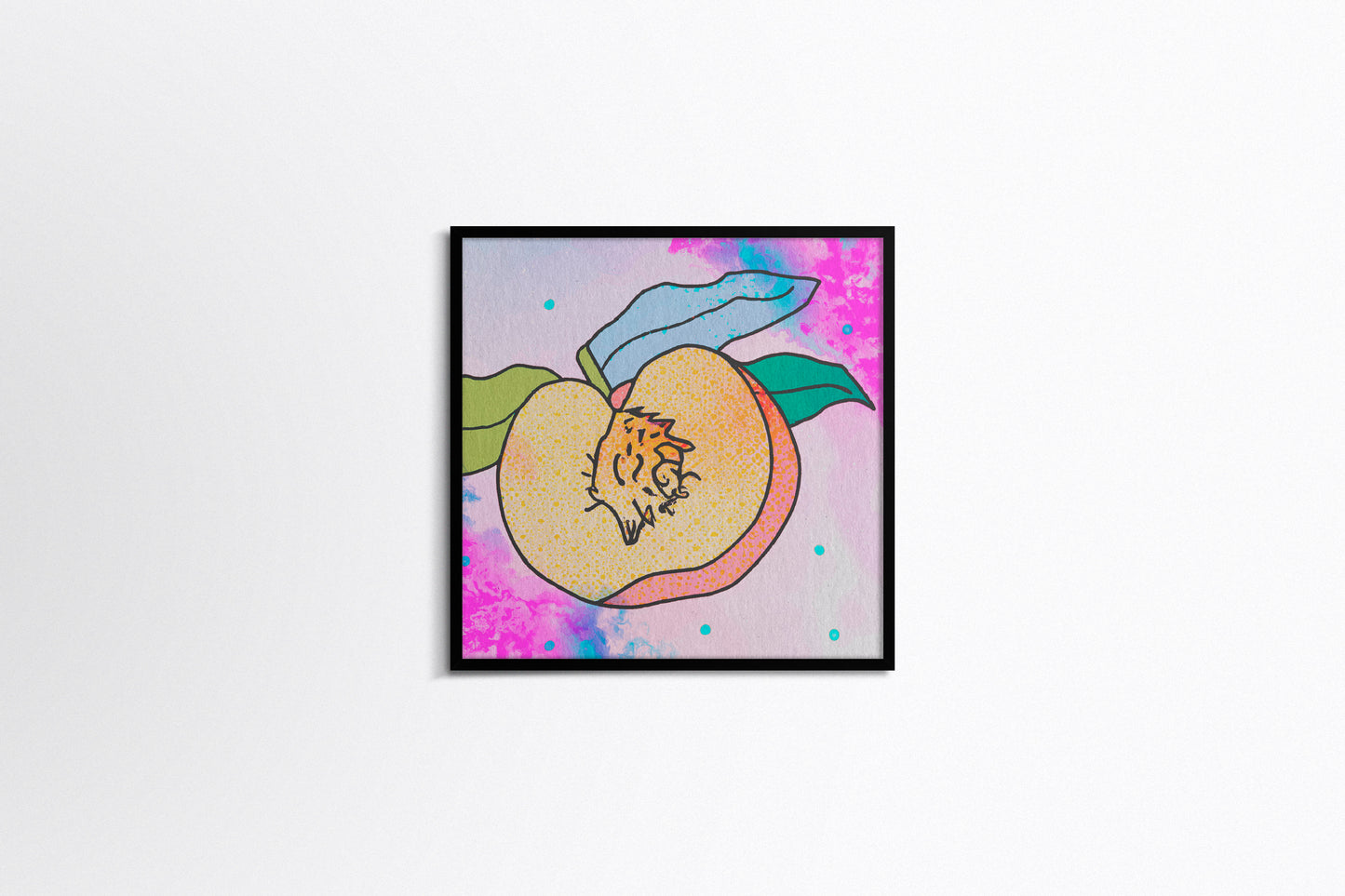 Print Food Fruit Halved Peach Illustration 40x40cm
