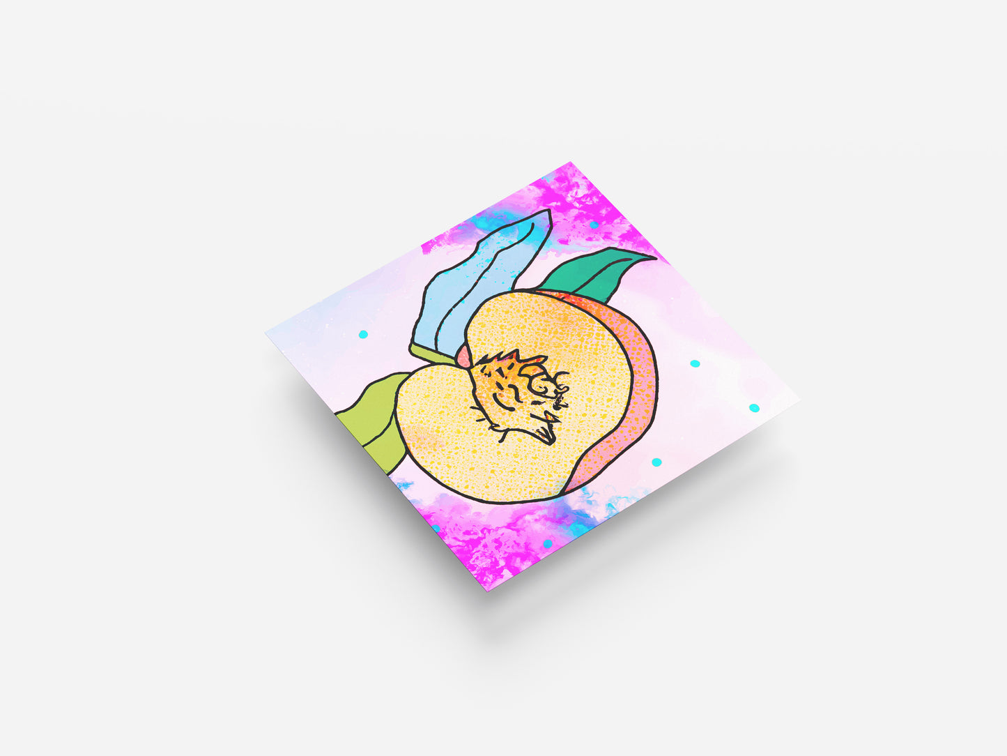 Print Food Fruit Halved Peach Illustration 40x40cm