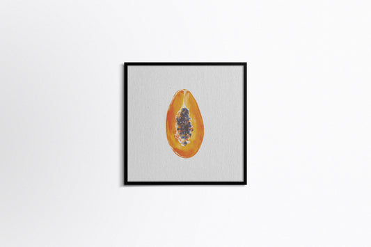 Print Food Fruit Papaya Cut In Half Illustration 80x90cm