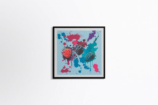 Print Food Fruit Raspberries Melting Illustration 36x36cm