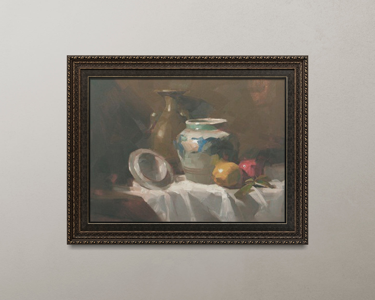 Print Food Fruit Still Life Vessels Vintage Paint 50x40cm